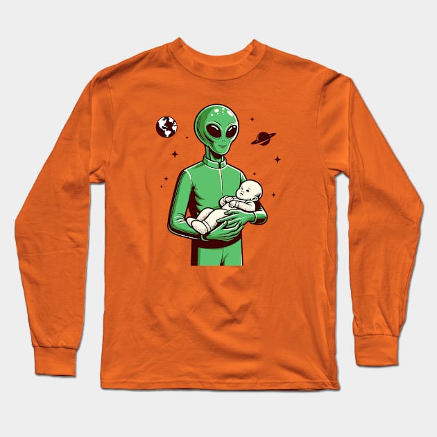 Alien carrying a baby Long Sleeve T-Shirt by Art_Boys